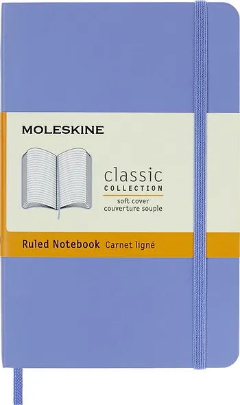 Записная книжка А6, 96 листов в линейку "Classic Pocket", мягкая обложка, гортензия синяя, резинка, ляссе, Moleskine - фото 2