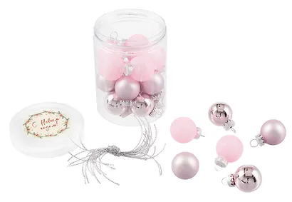 Набор елочных мини-шариков (розовые) (15шт) (пластик) (ПВХ бокс) (12-08621-N25) - фото 2
