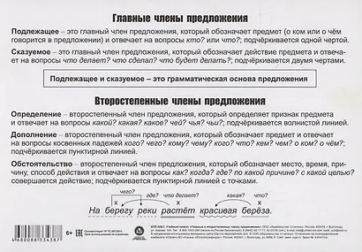 Учебный плакат. Главные и второстепенные члены предложения (Формат А5) - фото 2