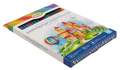 Карандаши акварельные 36цв "Классические" с кистью, к/к, Гамма - фото 3