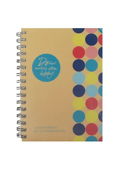 Блокнот А6 96л "Be happy" пласт.обл., бок.спираль, скругл.углы, IN FOLIO - фото 1