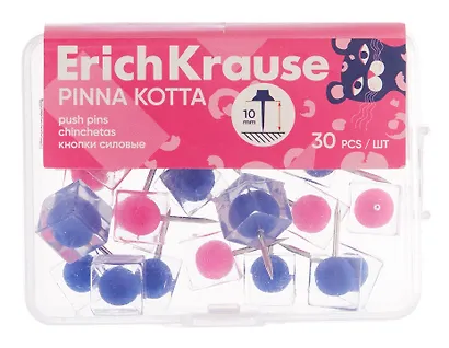 Кнопки силовые 30шт "Pinna Kotta" цветные, пл/уп, Erich Krause - фото 1
