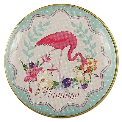 Шкатулка круглая Фламинго (металл) (6см) (12-09412-03087-14) - фото 2