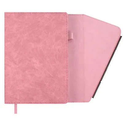 Ежедневник недат. А5 160л "Шеврет делавэ" розовый, кожзам, тв.переплет, блинтовое тиснение, декор.кнопка, декор.молния, магнит.клапан, петля для ручки, офсет, ляссе - фото 3
