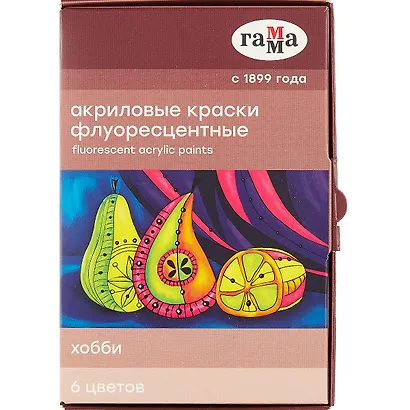 Краски акриловые 6цв 20мл "Хобби" флуоресцентные, к/к - фото 2