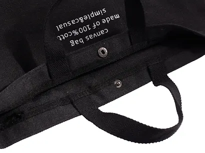 Сумка-шоппер с кнопкой Inside out (черная) (текстиль) (40х38) - фото 6