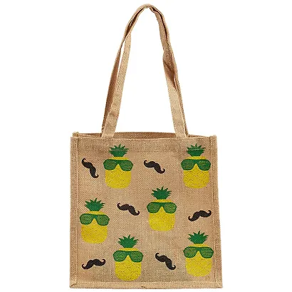 Сумка джутовая S Ананасы (30х30х18) (12-Eline-8-S) - фото 2
