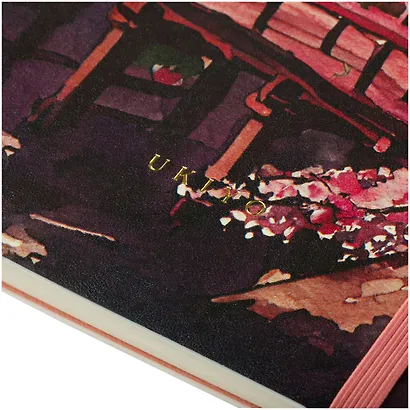 Книга для записей А5 80л лин. "Sakura. Karahafu" кожзам, с резинкой, тиснение фольгой - фото 5