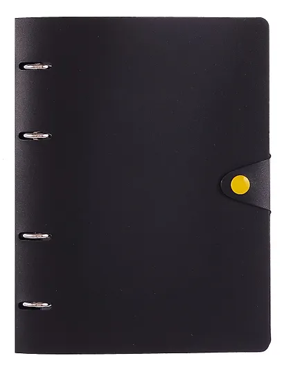 Тетрадь 80 листов, клетка, "Favorite Black. No 1" на кольцах, сменный блок, на кнопке - фото 1