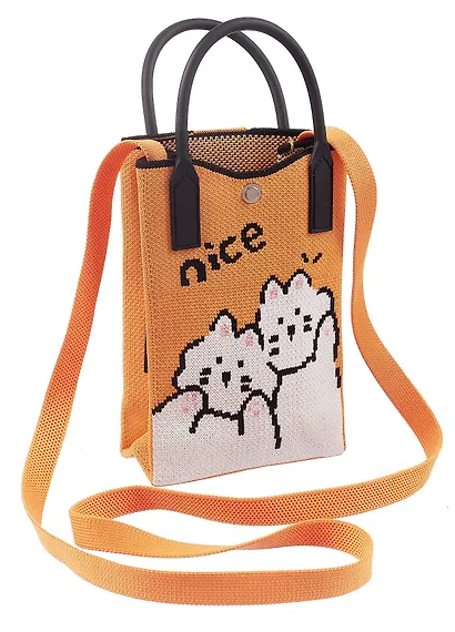 Сумочка вязаная с застежкой Котики Nice (12х18х6) (текстиль) (12-YiHeng-121804) Bookvalno - фото 1