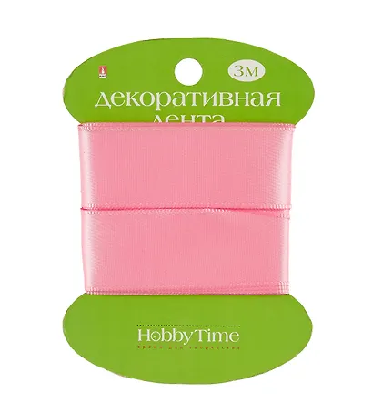Лента декоративная атласная, 25мм*3м., РОЗОВАЯ 2-616/13 - фото 1