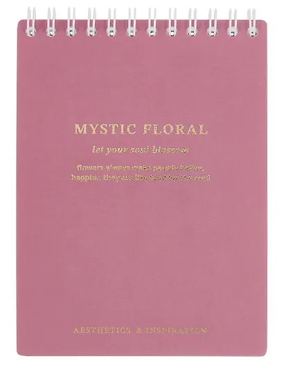 Блокнот А6, 80 листов в точку, "Blossom", розовый, на спирали - фото 1