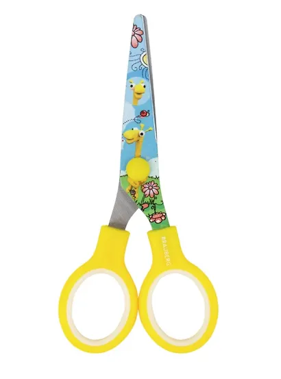 Ножницы «Kid Series Жирафы» Brauberg, 130 мм, жёлтые, с закругленными лезвиями - фото 1