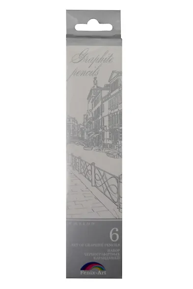 Карандаши простые, чернографитные, Феникс+, Набор 6 шт деревянный корпус, трехгранная форма - фото 1