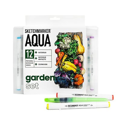 Маркеры акварельные 12цв Aqua Pro Garden, к/к, Sketchmarker - фото 5