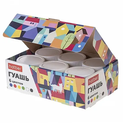 Краски гуашевые 06цв 25гр "Городок" к/к, Hatber - фото 4