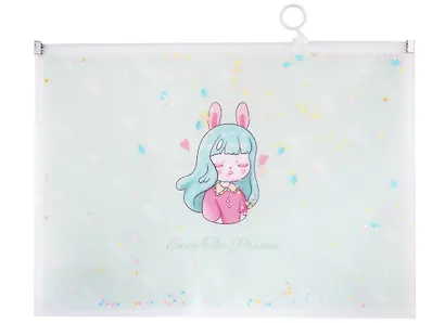 Папка на молнии А4 "Девочка" пластик, с расширением, сыпуч.блестки, ассорти - фото 3