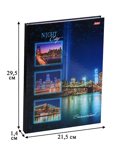 Книга для записей А4 120 листов клетка "Ночной город" - фото 3