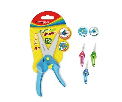 Ножницы 154мм "Easy-open" автооткрытие, закругл.лезвия, блистер, KEYROAD - фото 3