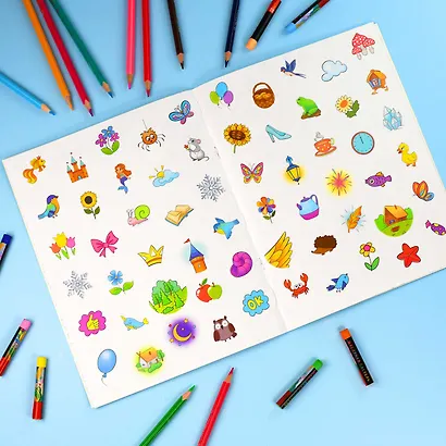 Любимые сказки. Раскраска с наклейками - фото 4