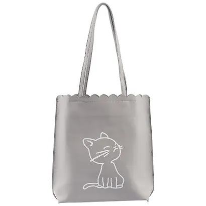 Сумка на молнии с волнистым краем Котёнок(кожзам)(35х30) - фото 4