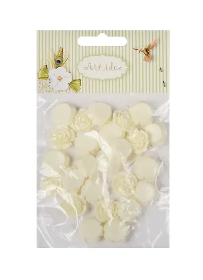 Цветочки пластиковые, 1.5 см, 25 шт/пакет, молочные (11-08631-4) - фото 1