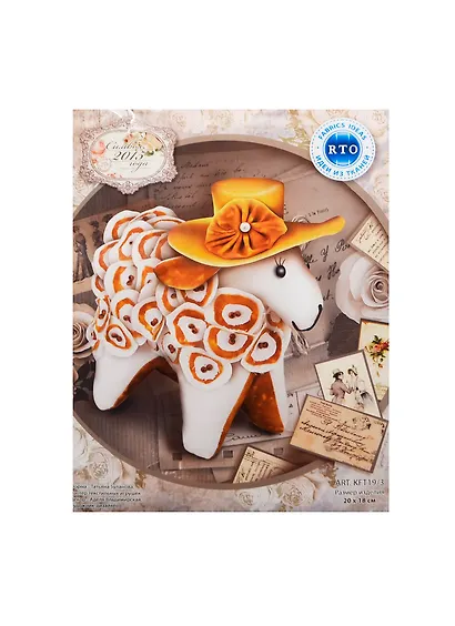 Набор из ткани РТО Овечка в шляпе с шкуркой из ткани (KFT19/3) (20х18см) (упаковка) - фото 1