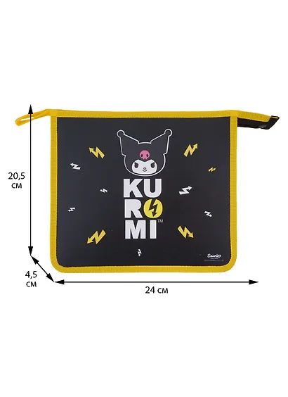 Папка для тетрадей А5 "Kuromi" черно-желтая, молния - фото 2