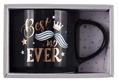 Кружка в подарочной упаковке Best Dad ever (черная) (коробка) (керамика) (12-topsun-202409-03) - фото 1