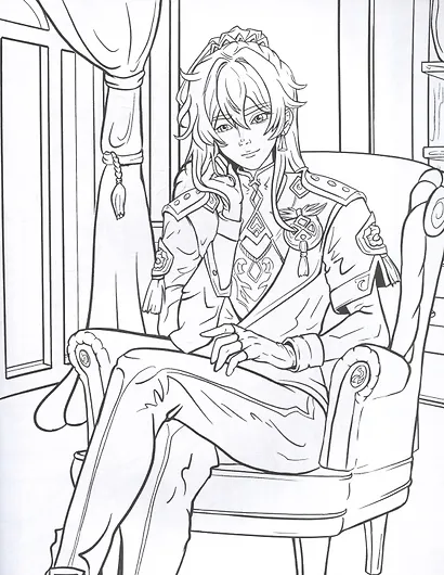 В стиле Genshin Impact. Аниме-раскраска - фото 5