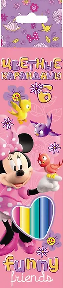 Карандаши цветные 06цв "Minnie Mouse Club House for girls" к/к, подвес, Disney - фото 1