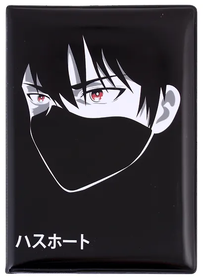 Обложка для паспорта Аниме Парень в маске (Сэйнен) ч/б (ПВХ бокс) - фото 1