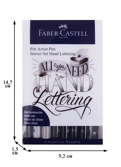 Набор капиллярных ручек "Pitt Artist Pen Lettering" оттенки серого, 7шт.+карандаш+точилка - фото 2