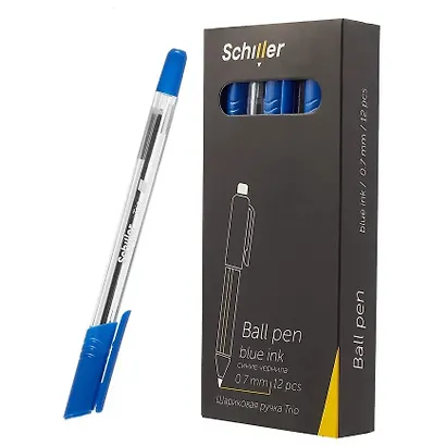 Ручки шариковые синие 12 штук "Trio" 0,7 мм, Schiller - фото 2