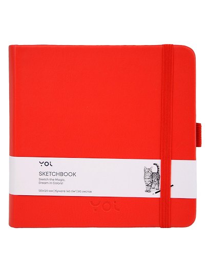 Скетчбук 12*12 80л "Yoi" красный, 140г/м2, слоновая кость, тв.обл., Yoi - фото 8