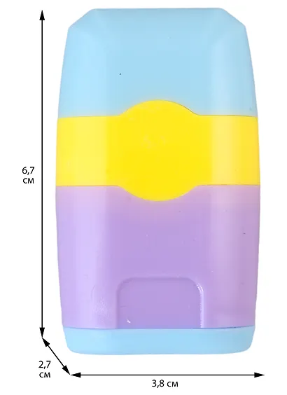 Точилка 2отв. "Sacapuntas" с ластиком, ассорти - фото 2