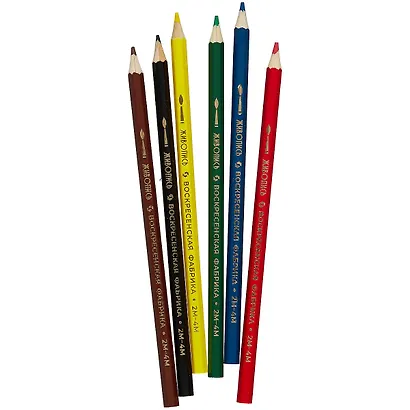 Карандаши цветные ВКФ, "Живопись", акварельные 6 цветов - фото 2