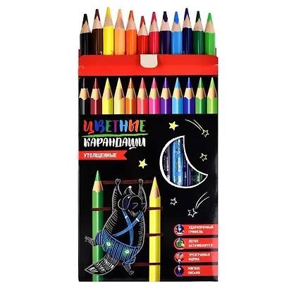 Карандаши цветные Феникс+, "Енот-Пухляш", 12 цветов - фото 2