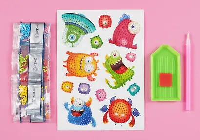 Алмазные наклейки "Весёлые монстрики" - фото 2