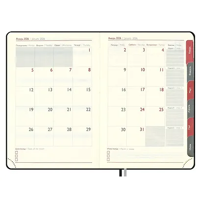 Ежедневник дат. 2026г. А5 176л "Тиволи глосс" черный, кожзам, тв.переплет, блинт.тиснение, офсет, справ.мат-лы, вырубка, закругл.углы, 2 ляссе, инд.уп - фото 10