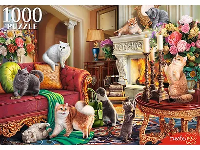 Пазлы «Британские кошки в гостиной» (1000 элементов) - фото 1