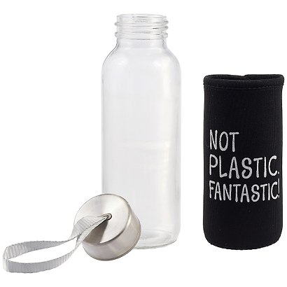 Бутылка в чехле с цветом Not Plastic Fantastic (черная) (300мл) (стекло) (12-07599-268) - фото 2