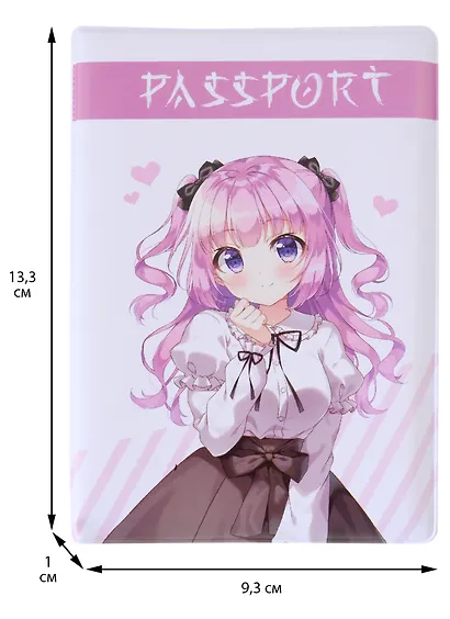 Обложка для паспорта Аниме Девушка с бантиком (Сёдзё) (цветная) (ПВХ бокс) - фото 3