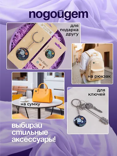 Набор Брелок и значок Ван Гог Звездная ночь - фото 5