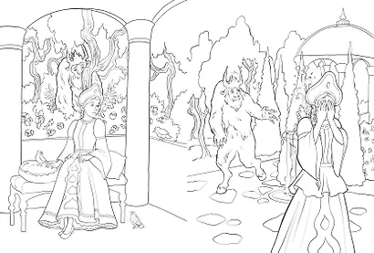 Аленький цветочек. Раскраска - фото 6