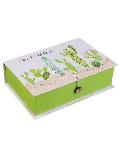 Шкатулка-книга с пуговицей картон M Кактус (20х13,5х6см) (12-Kairui-BB2017-008) - фото 1