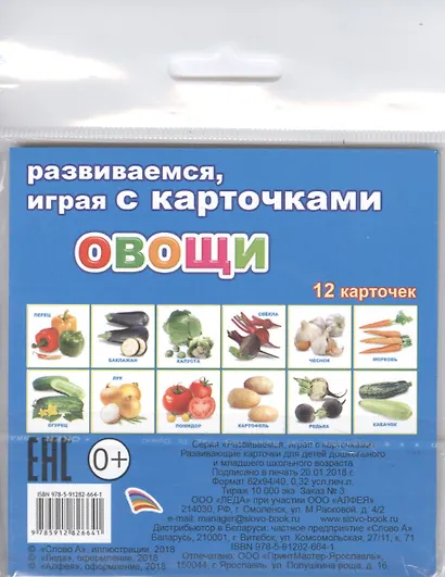Обучающие карточки Овощи (упаковка) (978-5-91282-664-1) - фото 3