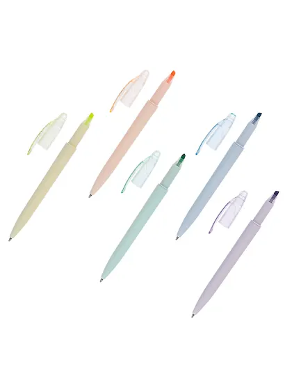 Ручки-текстовыделители 12шт шариковые синие "Pastel", ассорти, Yoi - фото 7