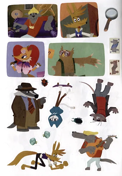 Развивающая книжка с многоразовыми наклейками и стикер-постом № МНСП 2416 "Зверский детектив" - фото 2