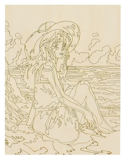 Роспись по дереву. Картина "На пляже" (24,5х18,5 см) - фото 2